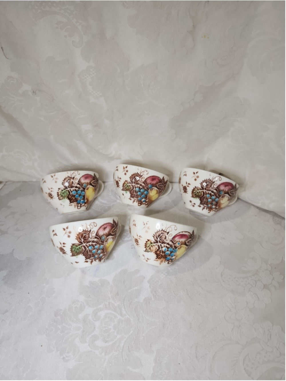Vintage Nasco Fruit Festival Teacups Japan Set of 5 Mid-Century Ceramic Cups